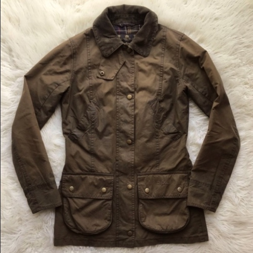 Barbour Beadnell Waxed Cotton Jacket Size 4